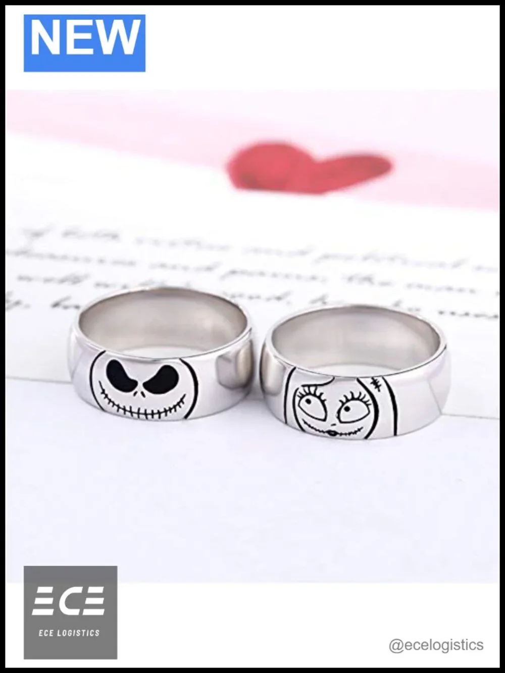 925 Sterling Silver Couple Rings Band Set with Gift Box